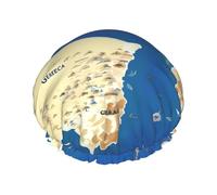 Greece Map Print Print Shower Cap Reusable Bath Cap Double Layer Bath Hair Caps, Keeps Hair Dry, Fits All Head