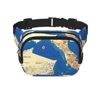 Greece Map Print Print Waist Pack Square Waist Bag Workout Hiking Running Travel Gym Pretty Zipper Fashion