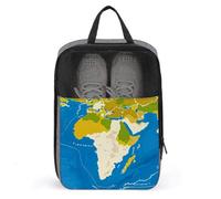 Greece Map Print Shoe Bag Waterproof & Breathable Shoe Pouch for Travel, Portable Carry Case for Sports Sneakers, Gym, Vacation