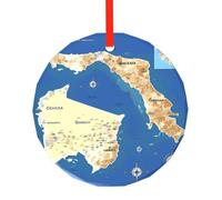Greece Map Print Traditional Glass Christmas Decorations, Round Adornos De Navidad for Your Christmas Tree