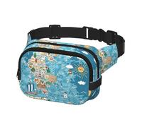 Greece Map Print Waist Bag Fanny Packs for Men&Women with Adjustable Belt for Outdoors Workout