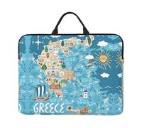 Greece Map Print14in Laptop Case Sleeve Bag – Messenger Briefcase with Handle – Portable Travel & Business Laptop Sleeve