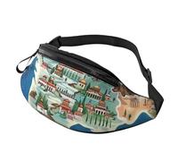 Greece Map Printed Chest Pack Waist Bag for Men Women Running Belt Bag Fanny Packs Chest Bags Travel Hiking Daypack