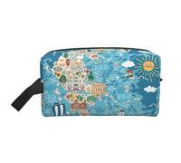 Greece Map Printed Multifunctional Storage Bag, Large Capacity Organizer Pouch for Gym and Weekend