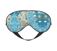 Greece Map Printing Reversible Design Sleep Mask, Ideal for Camping, Meditation & Shifts, Snug Fit,No Light Leakage