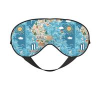Greece Map Reversible Eye Mask Double Sided Blackout Mask Adjustable Soft Sleep Travel Nap Cover