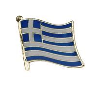 Greece National Flag Metal Enamel Lapel Pin Badge - 1.9 x 1.6 cm Blue and White Cross and Stripes - Hard Enamel Finish with Secure Clasp for National Pride, Travel, Events