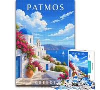 Greece Patmos Paper Jigsaw Puzzle 1000pcs (52x38cm) for Adults | For festive family time away from screens: 1000-piece jigsaw puzzle for adults suits calm, screen-free leisure.