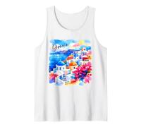 Greece Santorini Watercolor Travel Design Mediterranean Tank Top