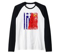 Greece Soviet Union Flag Greek CCCP Heritage Raglan Baseball Tee