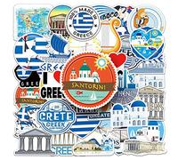 Greece Stickers |50Pcs Greek Athens Waterproof Vinyl Decals for Water Bottles Laptop Luggage Cup Computer Mobile Phone Skateboard Guitar