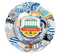 Greece Stickers,50PCS Waterproof Vinyl Decals of Ancient Athens for Water Bottles Laptops Skateboards Helmets Motorcycles Photo Albums Travel Planners Diaries,Aesthetic Stickers for Teens Adults