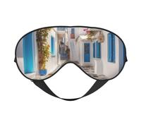 Greece Street Double-Sided Silk Sleep Mask, Adjustable Light Blocking Eye Mask for Travel, Men & Women, Soft Comfortable Blindfold 20x10cm
