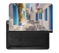 Greece Street Passport Cover Protector Rfid Blocking Passport Holder Id Card Holder Secure Travel Wallet Organizer for Passport Tickets Credit Cards, style, One Size
