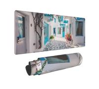 Greece Street Print Large Mouse Pad Non-Slip Desk Pad Protector Computer Keyboard Pad for Office Home 80 * 30 cm