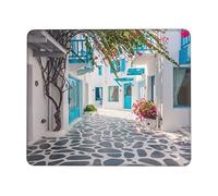 Greece Street Print Mouse Pad Square Mouse Mat Non-Slip Mousepad Large Gaming Mouse Mat For Office Laptop 8.3 x 10.3 in
