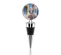 Greece Street Wine Stopper Reusable Wine Bottle Stopper Decorative Metal Beverage Bottle Toppers for Champagne, Liquor & Oil Bottles Wedding Christmas Party Bar Decor
