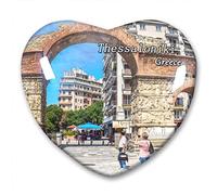 Greece Thessaloniki Fridge Magnet Refrigerator Stickers Collection Decorative Magnet Travel Souvenir Heart-Shaped Crystal Glass