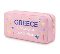Greece Travel Gifts Greek Souvenir Gift Makeup Bag for Women Girls Friends Sister Travel Lovers Greece Lover Double Side Oxford Cloth Toiletry Pouch for Greece Traveler Greece Trip Gift