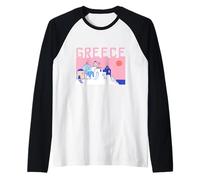 Greece Travel Santorini Old Town Traditional Architect Retro Raglan Baseball Tee