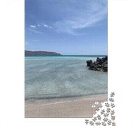 Greece Tropics White Beach Adult Paper Puzzle, Romantic City Break Scene, Relaxing Challenge, Interlocking Paper Pieces, Travel Gift for Home Décor Fans, 38x26cm/1000pcs