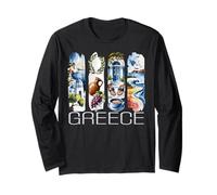 Greece Watercolor Paint Brushstroke, Greek Islands Art Long Sleeve T-Shirt