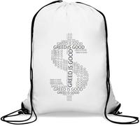Greed Is Good Dollar Symbol Gym Sack Casual Drawstring Bag White