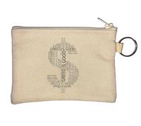 Greed is Good Dollar Symbol Key Chain Coin Purse Beige