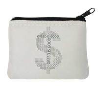 Greed is Good Dollar Symbol Neoprene Coin Purse Pouch 10x11cm White