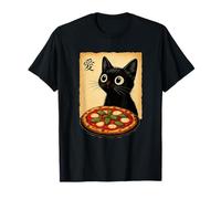 Greedy Cat Pizza Margherita Anime Vintage Style Gourmet Cat T-Shirt