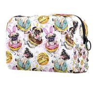 Greedy French Bulldog Love Donut Cosmetic Bag for Women, Travel Toiletries Bags Large Makeup Handy Pouch Organiser Bag with Zipper