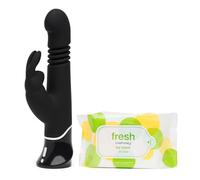 Greedy Girl Thrusting Rabbit Vibrator - Toy & Body Wipes 25 Pack