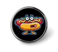 Greedy Hot Dog Hotdog Pin Brooch Badge Button Round 1 Inch