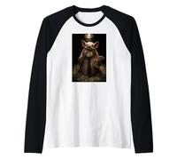 Greedy Pig Money Creepy Psychological Horror Dark Art Raglan Baseball Tee