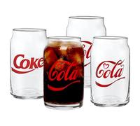 Greefun 4 Pack Can Shape Coke Glass Cups, Updating 16oz Coca Cola Drinking Glassware