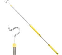 Greeily Clothes Hook Pole, Clothes Hanger Reaching Hook for Hanging Clothes Light and Plants Extendable from 35" to 50" Made of Stainless Steel Tube with Sponge Handle (51inch)