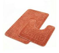 Greek 2 Piece Non Slip Bathroom Rug Set Absorbent Soft Washable Bath Mat with Pedestal Mat for Bathtub (50x80cm) and Toilet (50x40cm) (Terracotta)
