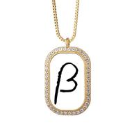 greek alphabet beta black Necklace Pendant Diamond Crystal Golden Jewelry