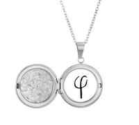 greek alphabet phi black Locket Necklace Hold Picture Jewelry Birthday Gift