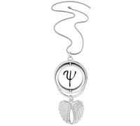 greek alphabet psi black Pendant Angel Wings Rotating Necklace Jewelry