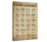 Greek Alphabet Wall Art Canvas Prints Retro Posters for Classroom Learning Painting Modern Ancient Letters Decor for Bedroom Framed Size 12x18 inch(30x45cm)
