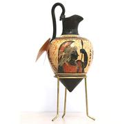 Greek Ancient Ceramic RHYTON Vase Pottery Painting Goddess Athena Handmade