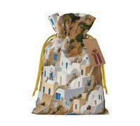 (Greek Architecture Print) Drawstring Gift Bags for Birthday Party Christmas Reusable Holiday Wrap Bags Medium Size