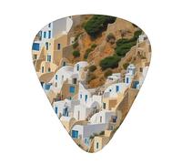 (Greek Architecture Print) Guitar Picks Set Of 12 With Transparent Plastic Box For Bass Electric And Acoustic Guitars Ukulele