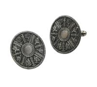 Gr spis Shield Cufflinks, Handcrafted English Made Pewter, Antique Silver Finish, in a Personalised Leatherette Box