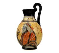 Greek Black-Figure Ceramic Vase Pot Pottery Painting King God Zeus 6.3 inches