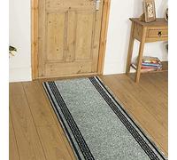 Gr arpet Runners Rug Grey Beige Blue Brown Red Black Rubber Backed Non Slip Washable Very Long Hallway Hall Runner Narrow Rugs Custom Length - Sold and Priced Per Foot (14ft (67cm X 427cm), Grey)