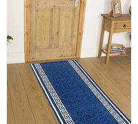 Gr arpet Runners Rug Grey Beige Blue Brown Red Black Rubber Backed Non Slip Washable Very Long Hallway Hall Runner Narrow Rugs Custom Length - Sold and Priced Per Foot (14ft (80cm X 427cm), Blue)