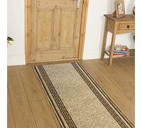 Greek Carpet Runners Rug Grey Beige Blue Brown Red Black Rubber Backed Non Slip Washable Very Long Hallway Hall Runner Narrow Rugs Custom Length - Sold and Priced Per Foot (17ft (67cm X 518cm), Beige)