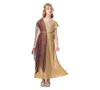 Greek Costume Kids Girls Toga Roman Royal Goddess Halloween Cosplay Dress Up Outfit Set Gold Dress (Gold, 9-10 Years)